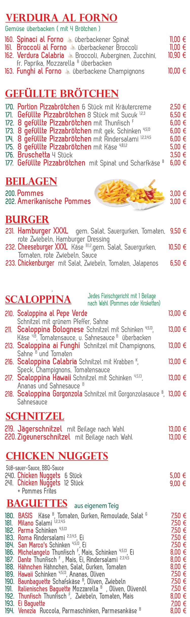Pizzeria CALABRIA Speisekarte